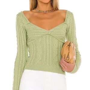 Revolve Majorelle Fallone Sweetheart Cable Knit Sweater Sage Green Size XS